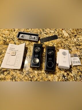 Lot of 2 Eufy Battery Powered Video Doorbell T8220 with 1 Wi-Fi Chime READ